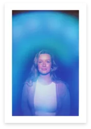 Aura portrait showing warm red and orange energy