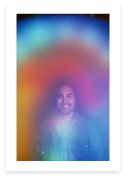 Aura portrait displaying deep indigo energy