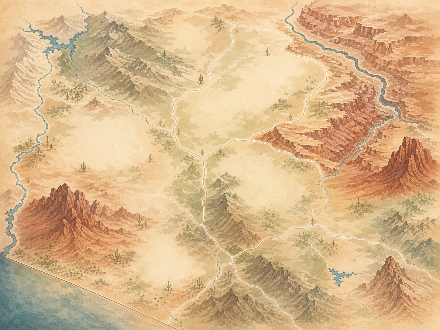 Illustrated service area map for aura photography in Arizona