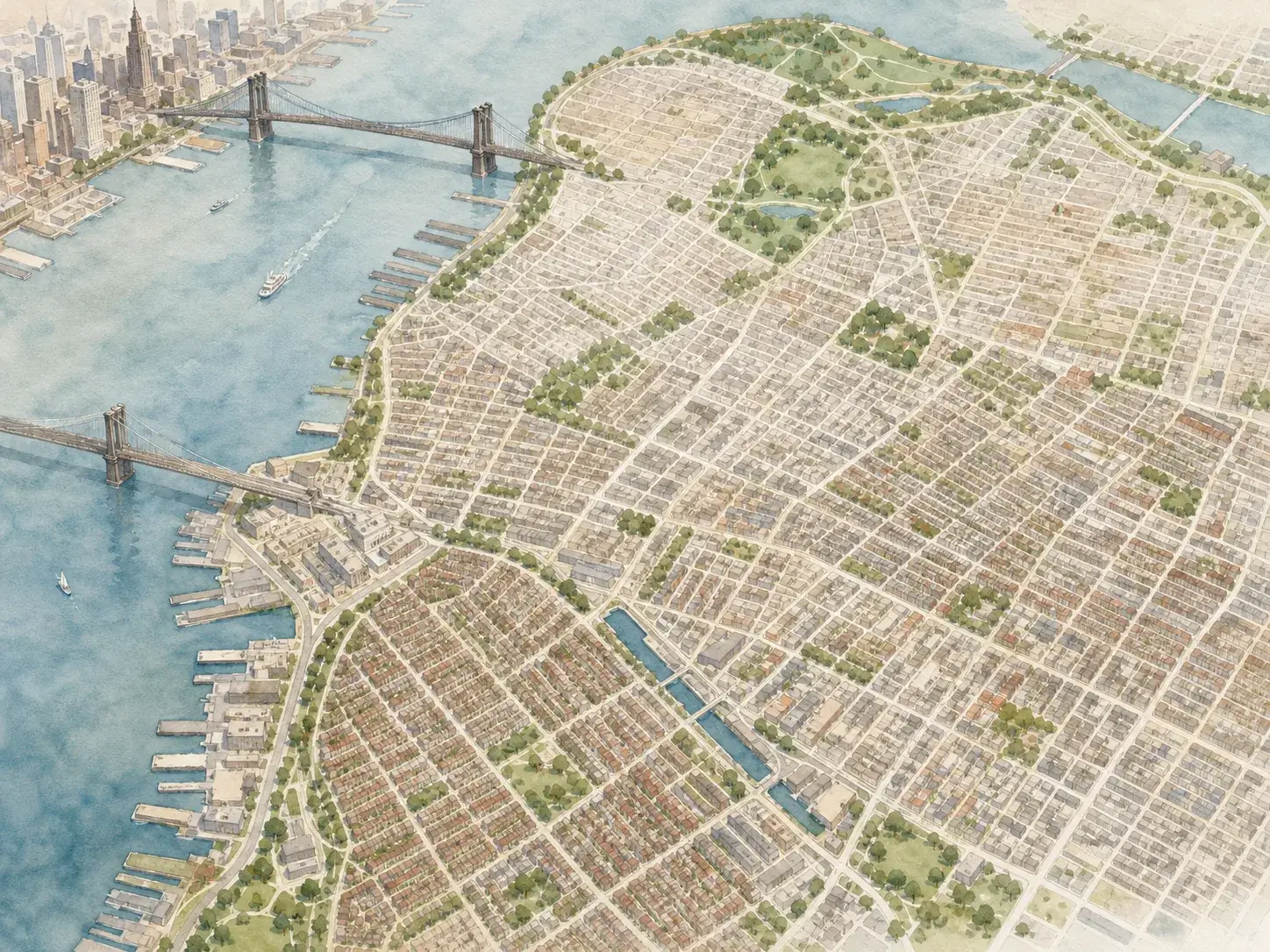 Illustrated service area map for aura photography in Brooklyn