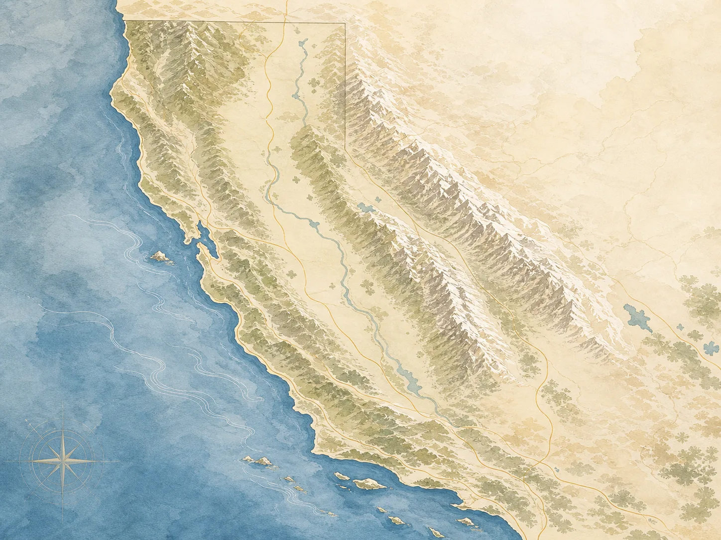 Illustrated service area map for aura photography in California