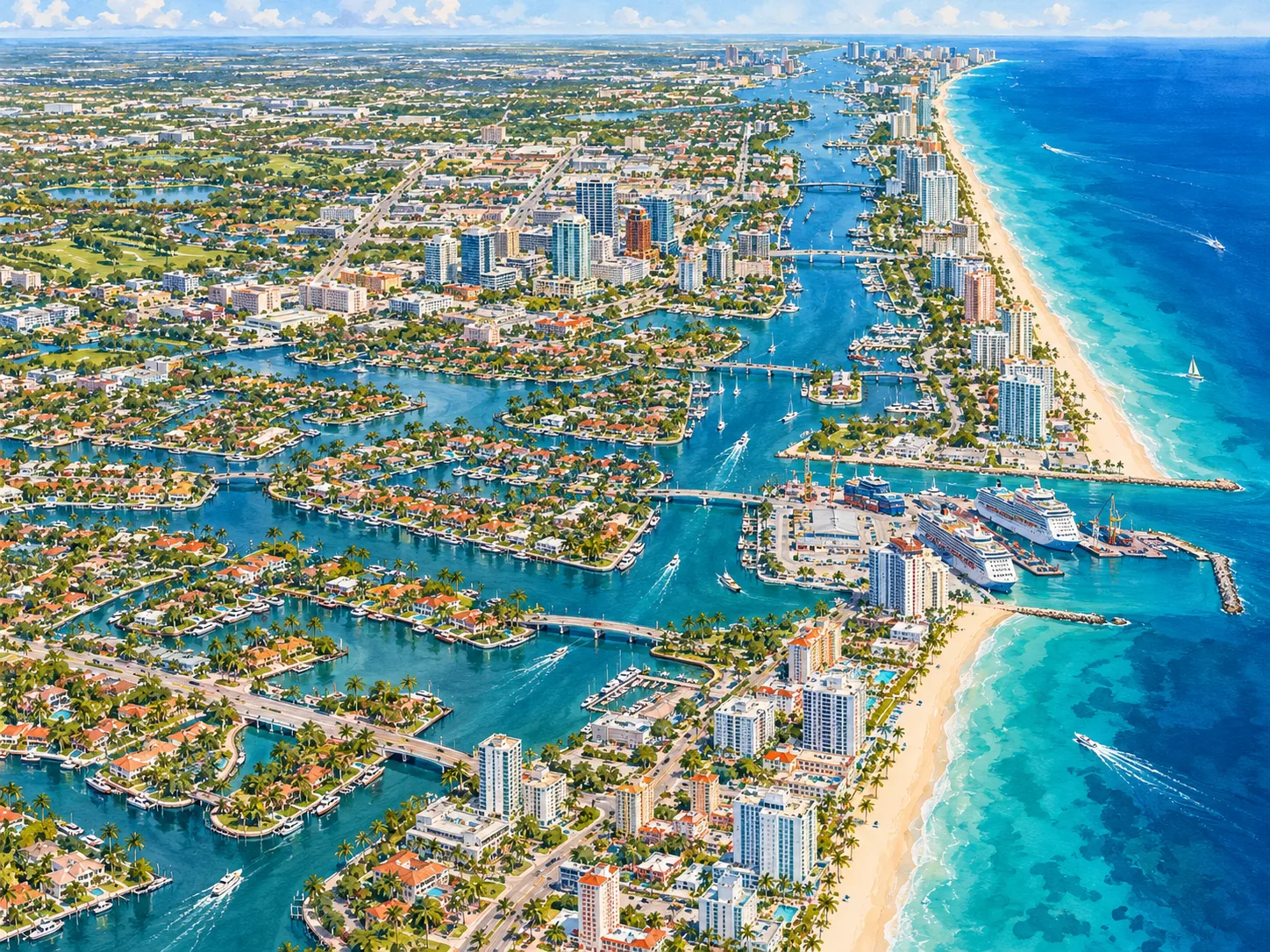 Illustrated service area map for aura photography in Fort Lauderdale
