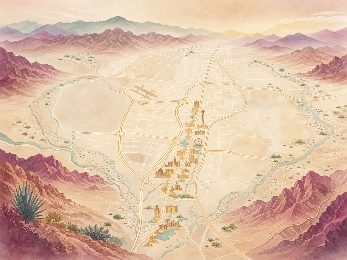 Illustrated service area map for aura photography in Las Vegas