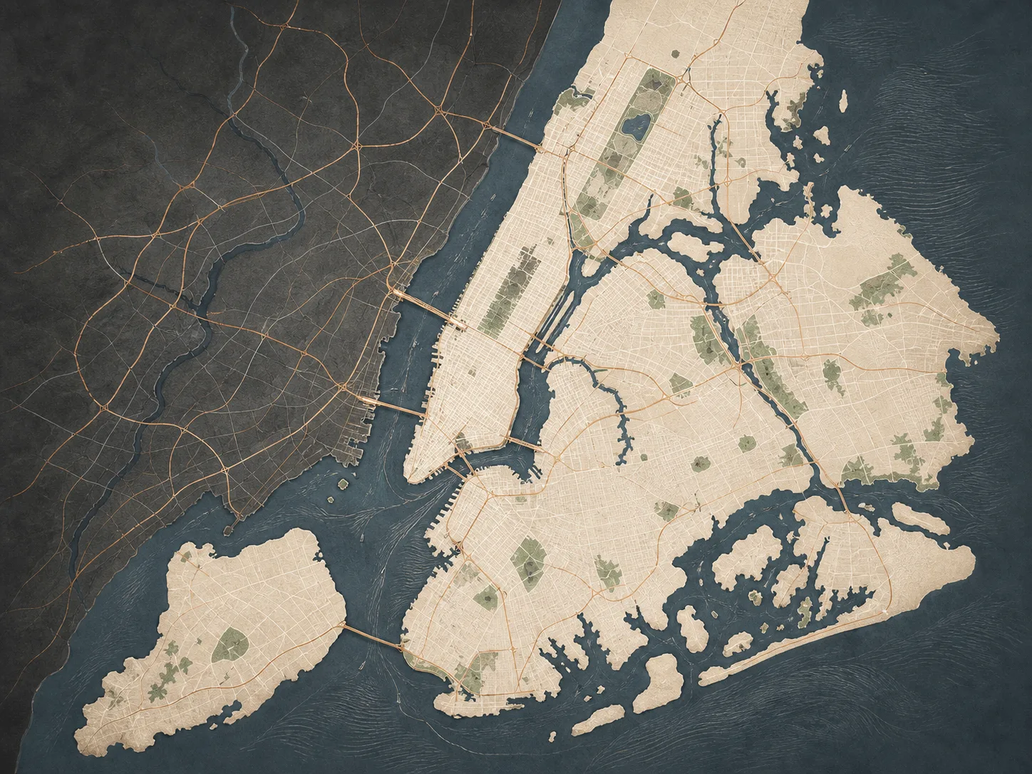 Illustrated service area map for aura photography in New York