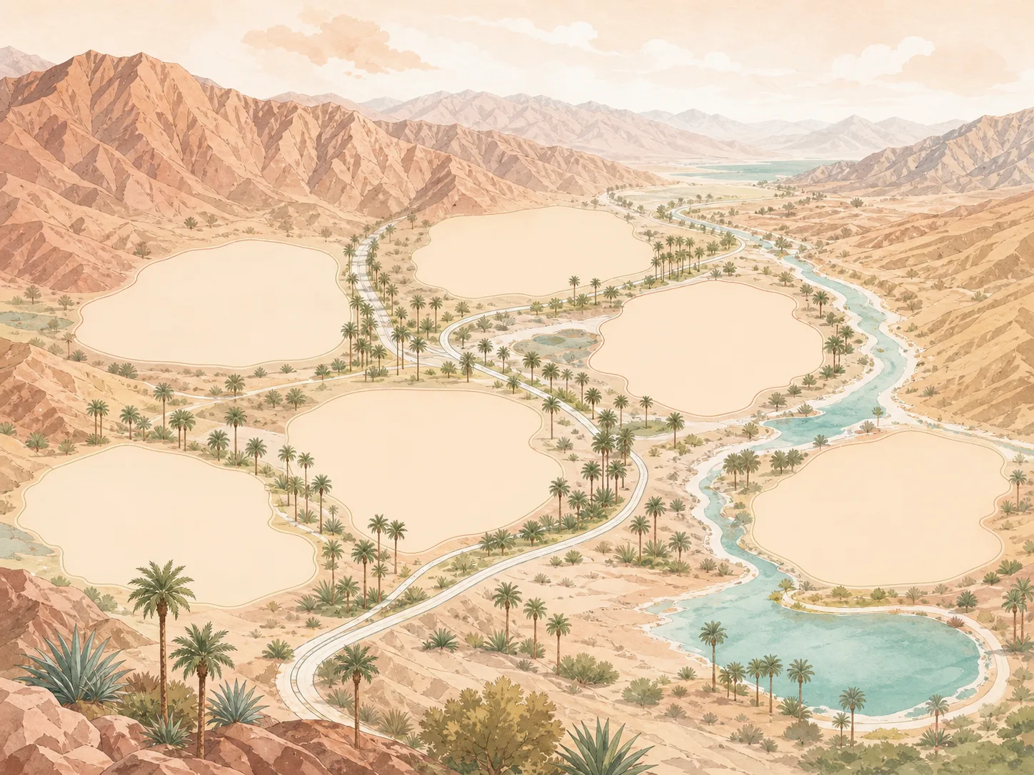 Illustrated service area map for aura photography in Palm Springs