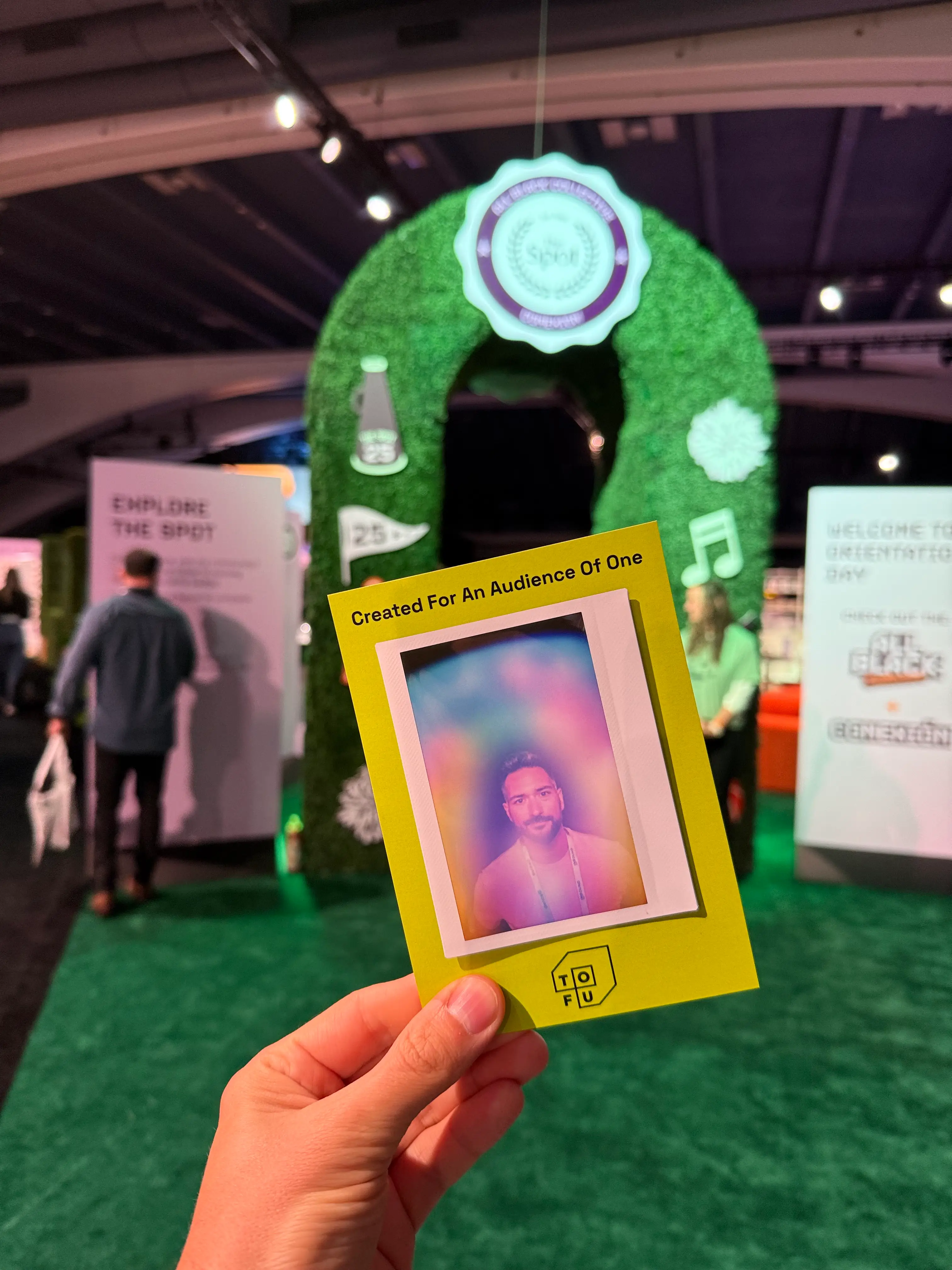 Branded aura photography print at an event