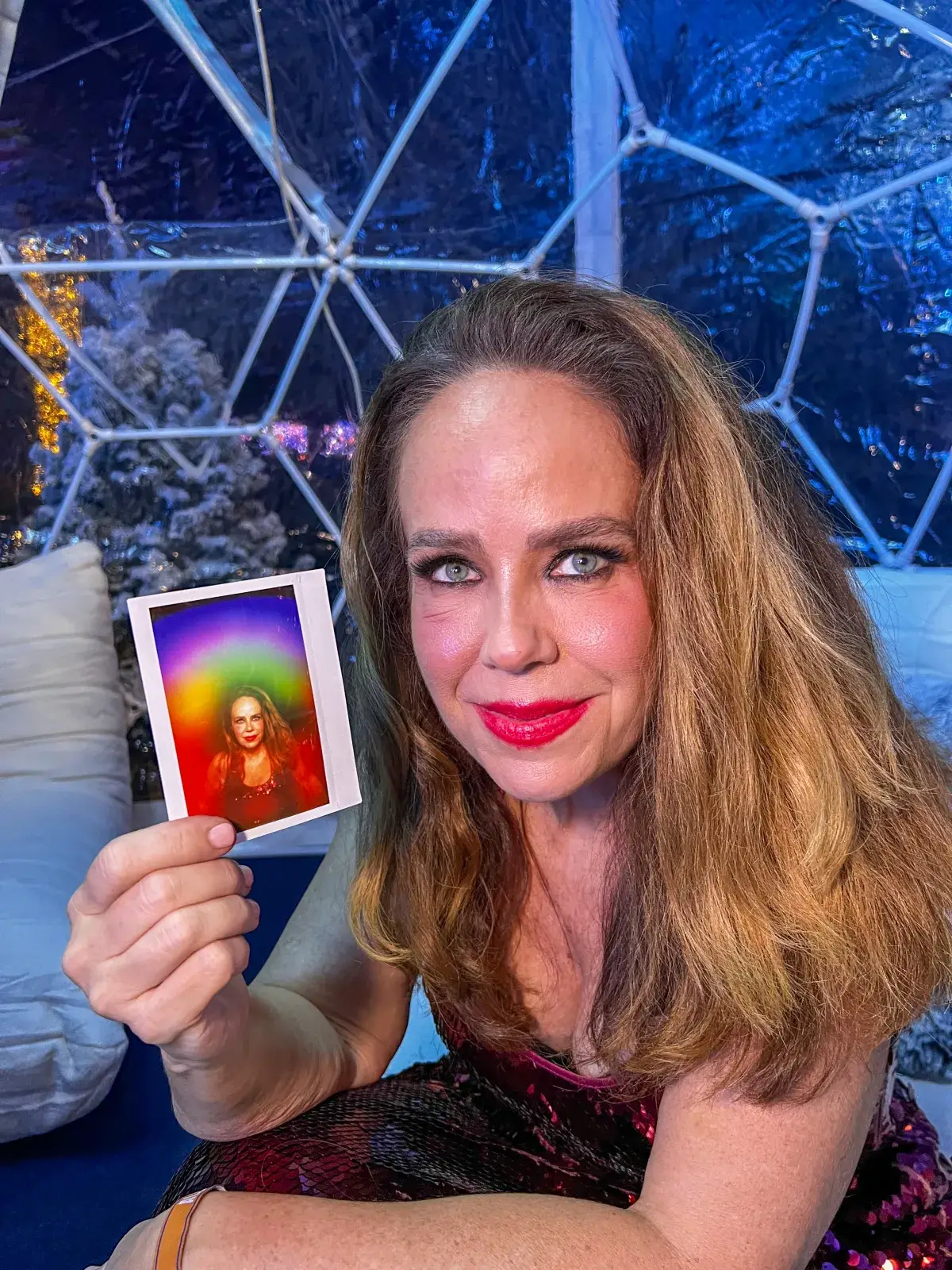 Guests discovering their aura colors at a Los Angeles wedding reception